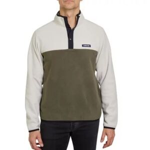 Lands' End Heritage Fleece Snap Neck Pullover Forest Moss/Light Stone Size XL